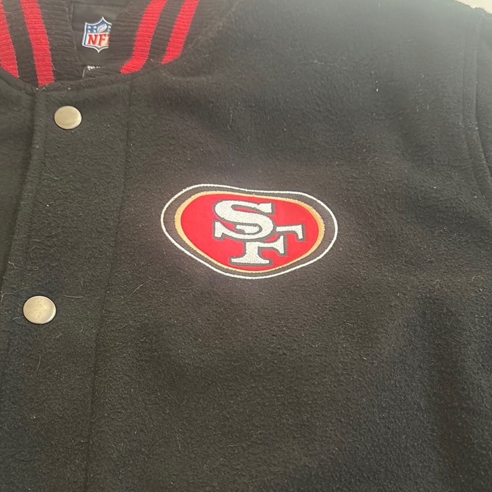 NFL Black and Red Varsity Jacket with Team Logo - Picture 2 of 11
